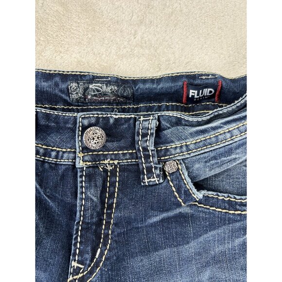 Silver Jeans Suki Bootcut Women’s Size 30 X 31 Mid Slim Boot Blue Fluid Denim - Picture 2 of 9